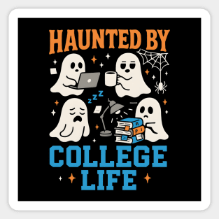 Haunted by College Life Funny Ghost Student Halloween Graphic Sticker